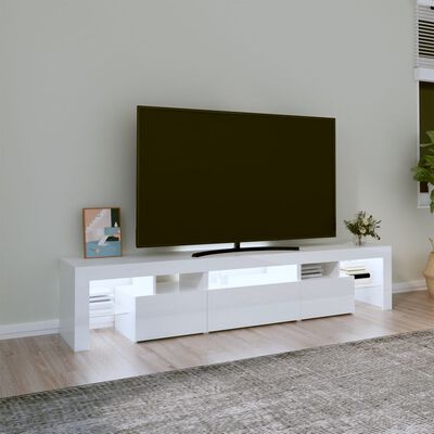 vidaXL TV-taso LED-valoilla korkeakiilto valkoinen 200x36,5x40 cm