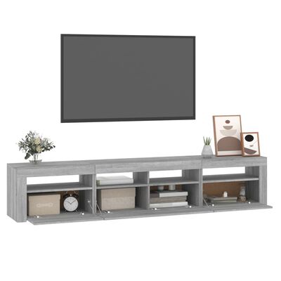 vidaXL TV-taso LED-valoilla harmaa Sonoma 210x35x40 cm