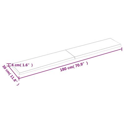 vidaXL Kylpyhuoneen työtaso 180x30x(2-4) cm käsittelemätön täysi puu