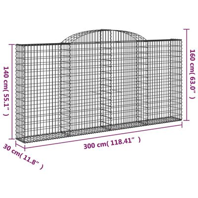 vidaXL Kaarevat kivikorit 5 kpl 300x30x140/160 cm galvanoitu rauta