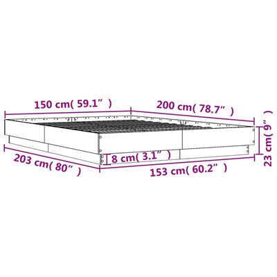 vidaXL Sängynrunko betoninharmaa 150x200 cm tekninen puu