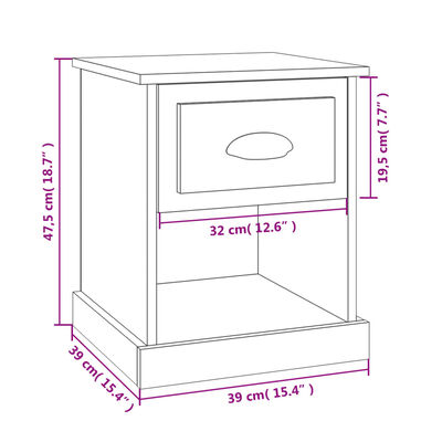 vidaXL Yöpöydät 2 kpl betoninharmaa 39x39x47,5 cm tekninen puu