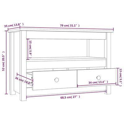 vidaXL TV-kaappi 79x35x52 cm täysi mänty