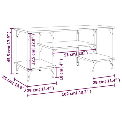 vidaXL TV-taso savutammi 102x35x45,5 cm tekninen puu