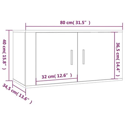 vidaXL Seinäkiinnitettävät TV-kaapit 2 kpl betoninharmaa 80x34,5x40 cm