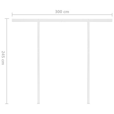 vidaXL Manuaalisesti kelattava markiisi tolpilla 3,5x2,5 m keltavalk.