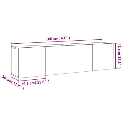 vidaXL TV-kaapit seinäkiinnitettävä 2 kpl valkoinen 80x30x41 cm