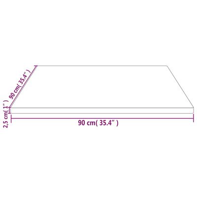 vidaXL Pöytälevy valkoinen 90x90x2,5 cm täysi mänty neliö