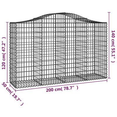 vidaXL Kaarevat kivikorit 25 kpl 200x50x120/140 cm galvanoitu rauta