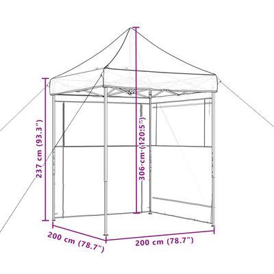 vidaXL Taitettava pop-up juhlateltta 2 sivuseinällä vihreä