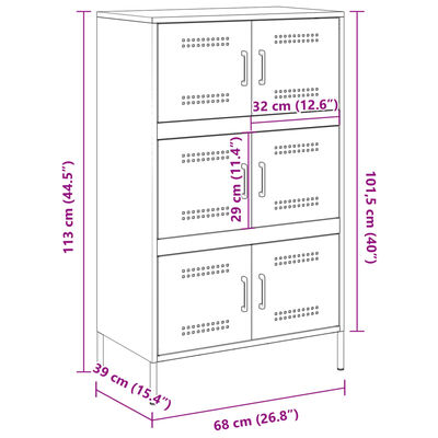 vidaXL Kaappi musta 68x39x113 cm teräs