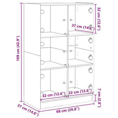 vidaXL Kaappi ovilla savutammi 68x37x109 cm tekninen puu