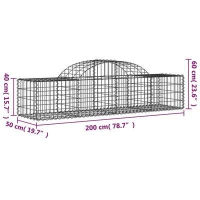 vidaXL Kaarevat kivikorit 5 kpl 200x50x40/60 cm galvanoitu rauta