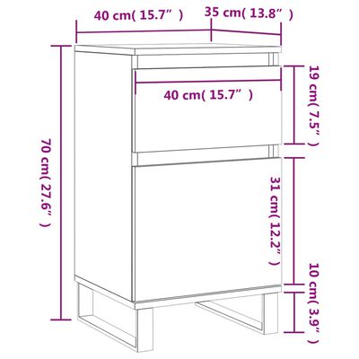 vidaXL Senkki harmaa Sonoma 40x35x70 cm tekninen puu