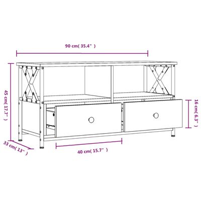 vidaXL TV-taso musta 90x33x45 cm tekninen puu ja rauta