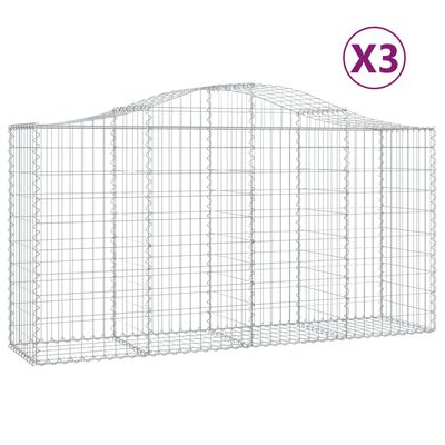 vidaXL Kaarevat kivikorit 3 kpl 200x50x100/120 cm galvanoitu rauta