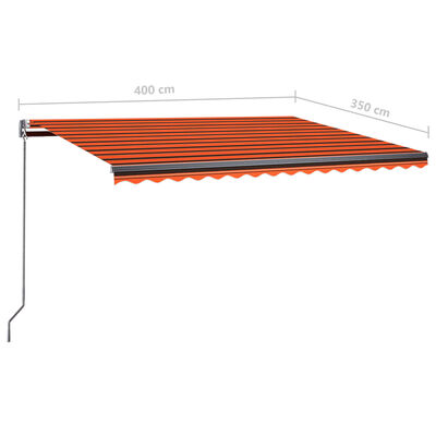 vidaXL Sisäänkelattava markiisi LED/tuulisens. 400x350cm orans./rusk.