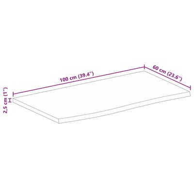 vidaXL Pöytälevy 100x60x2,5 cm elävä reuna karkea täysi mangopuu