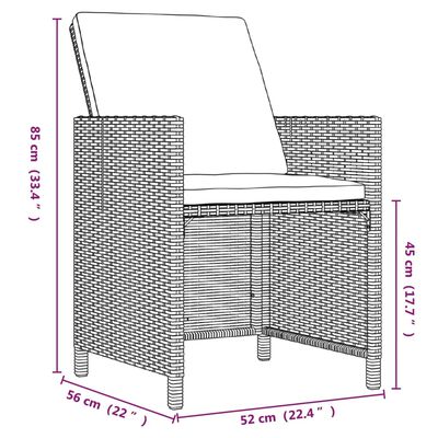 vidaXL 9-osainen Ulkoruokailuryhmä tyynyillä polyrottinki beige