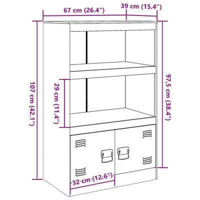 vidaXL Senkki antrasiitti 67x39x107 cm teräs