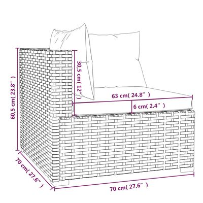 vidaXL 3-osainen Puutarhasohvasarja tyynyillä harmaa polyrottinki