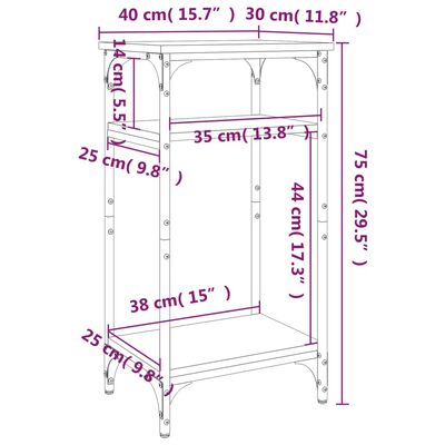 vidaXL Sivupöytä musta 40x30x75 cm tekninen puu