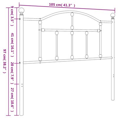 vidaXL Metallinen sängynpääty musta 100 cm