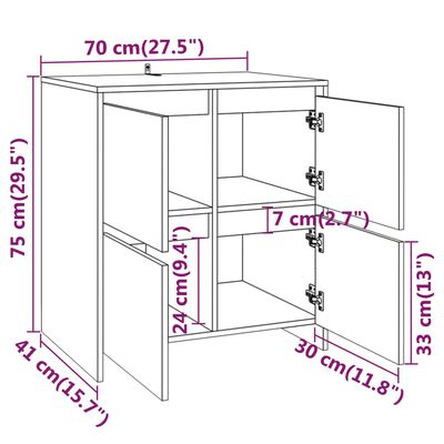 vidaXL Senkit 2 kpl ruskea tammi 70x41x75 cm tekninen puu