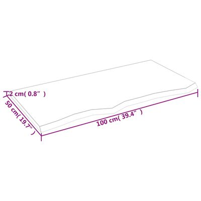 vidaXL Seinähylly vaaleanruskea 100x50x2 cm käsitelty täystammi