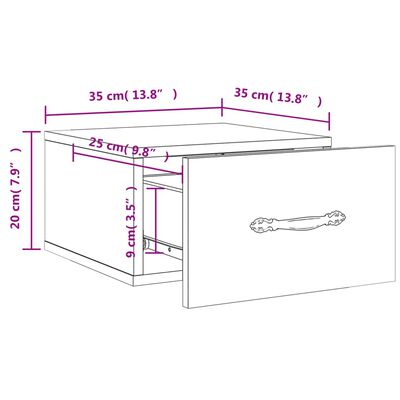 vidaXL Seinäkiinnitettävät yöpöydät 2 kpl ruskea tammi 35x35x20 cm