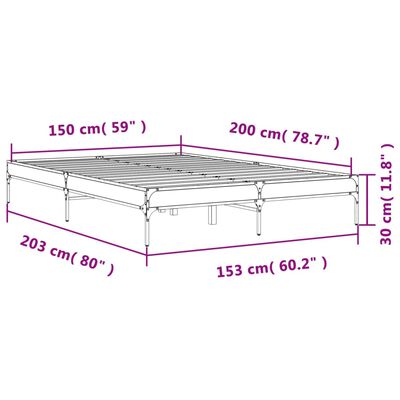 vidaXL Sängynrunko savutammi 150x200 cm tekninen puu ja metalli