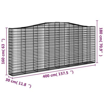 vidaXL Kaarevat kivikorit 3 kpl 400x30x160/180 cm galvanoitu rauta