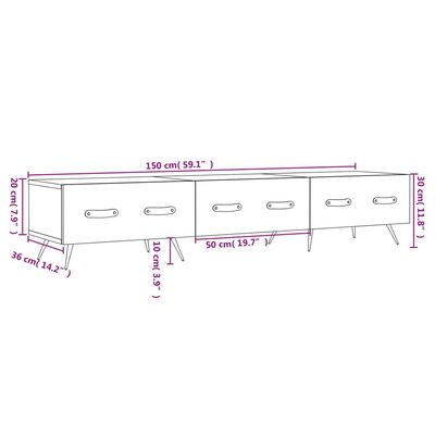 vidaXL TV-taso betoninharmaa 150x36x30 cm tekninen puu