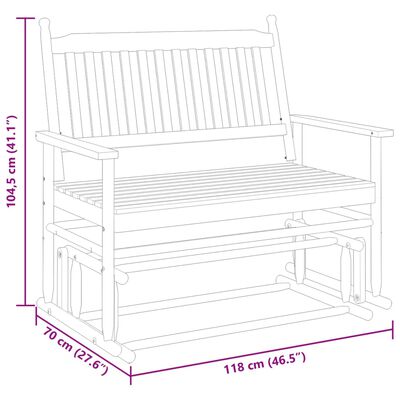 vidaXL Liukupenkki musta 118x70x104,5 cm täysi haapa