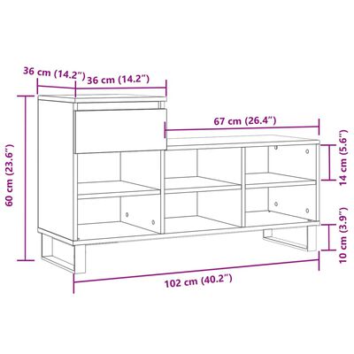 vidaXL Kenkäkaappi korkeakiilto valkoinen 102x36x60 cm tekninen puu