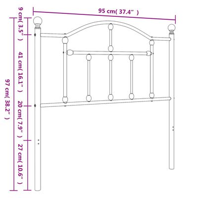 vidaXL Metallinen sängynpääty musta 90 cm