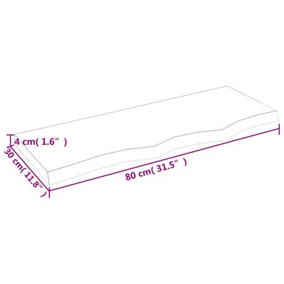 vidaXL Kylpyhuoneen työtaso v.ruskea 80x30x(2-4)cm käsitelty täysi puu