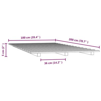 vidaXL Sängynrunko musta 100x200 cm täysi mänty