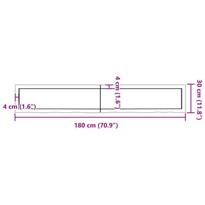 vidaXL Pöytälevy 180x40x(2-6) cm käsittelemätön täystammi