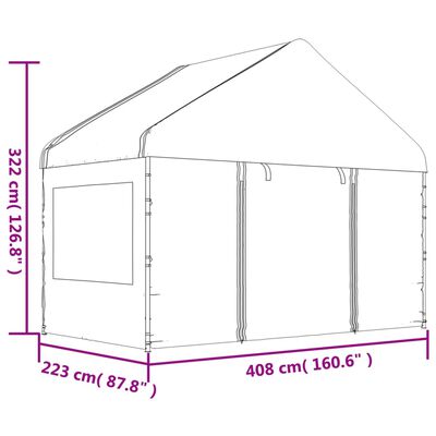 vidaXL Huvimaja katolla valkoinen 8,92x4,08x3,22 m polyeteeni