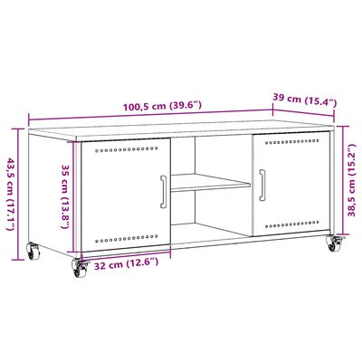 vidaXL TV-taso pinkki 100,5x39x43,5 cm teräs