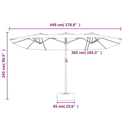 vidaXL Kaksipäinen aurinkovarjo LED-valot antrasiitti 449x245 cm