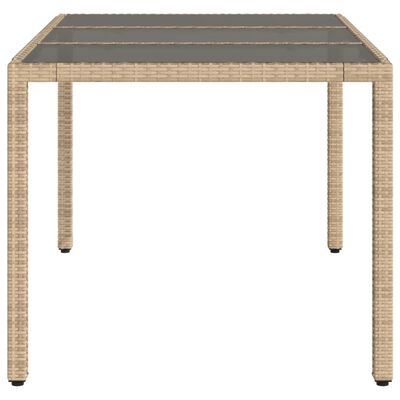 vidaXL Puutarhapöytä lasipöytälevy beige 150x90x75 cm polyrottinki