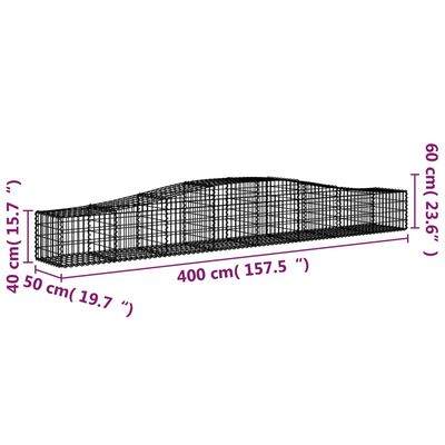 vidaXL Kaarevat kivikorit 2 kpl 400x50x40/60 cm galvanoitu rauta