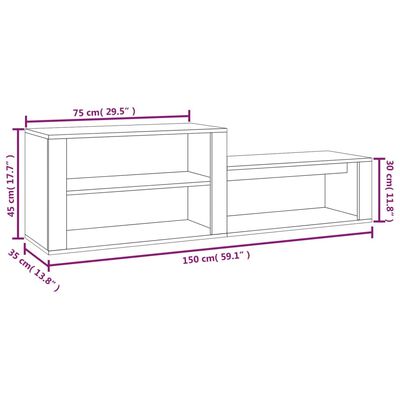 vidaXL Kenkäkaappi Sonoma-tammi 150x35x45 cm tekninen puu