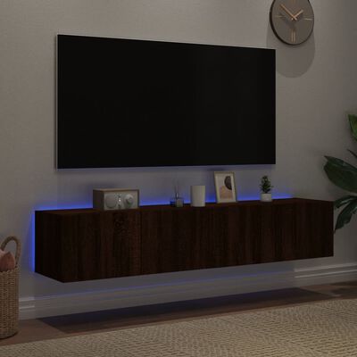 vidaXL TV-seinäkaapit LED-valoilla 2 kpl ruskea tammi 80x35x31 cm