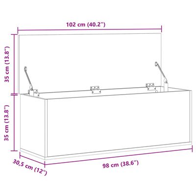 vidaXL Säilytyslaatikko savutammi 102x35x35 cm tekninen puu