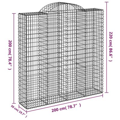 vidaXL Kaarevat kivikorit 14 kpl 200x50x200/220 cm galvanoitu rauta