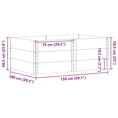 vidaXL Kuormalavan reunukset 3 kpl musta 150x100 cm täysi mänty