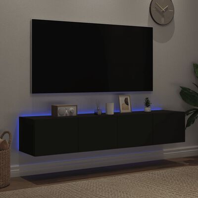 vidaXL TV-seinäkaapit LED-valoilla 2 kpl musta 80x35x31 cm